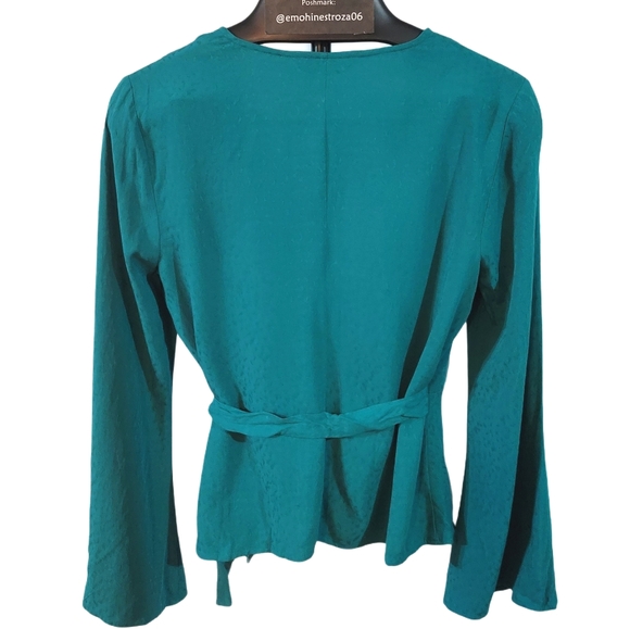 BCBGeneration Blue Pleated Surplice Wrap To - Picture 3 of 6